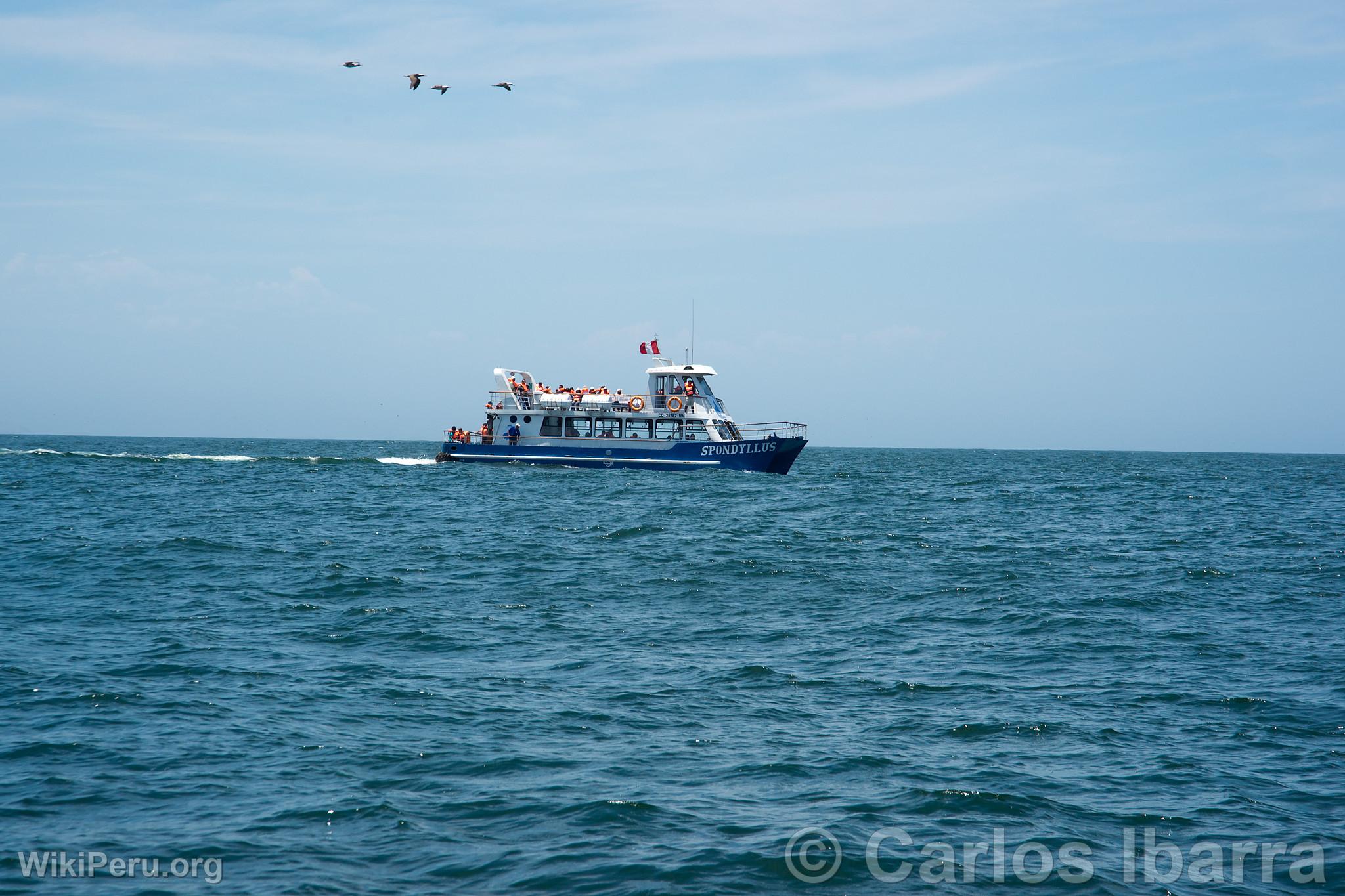 Yate con turistas en las Islas Palomino, Callao