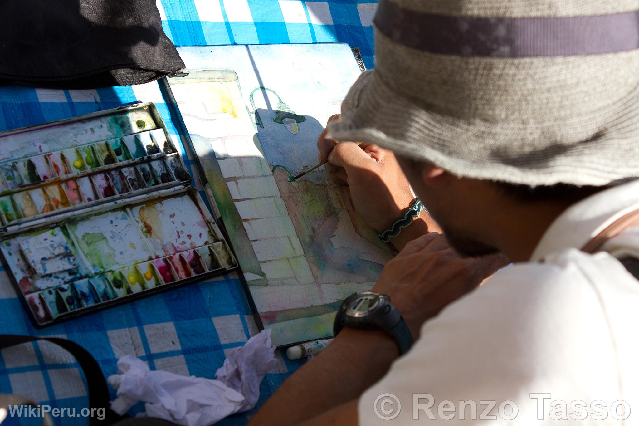 Artista callejero en el barrio de San Lzaro en Arequipa