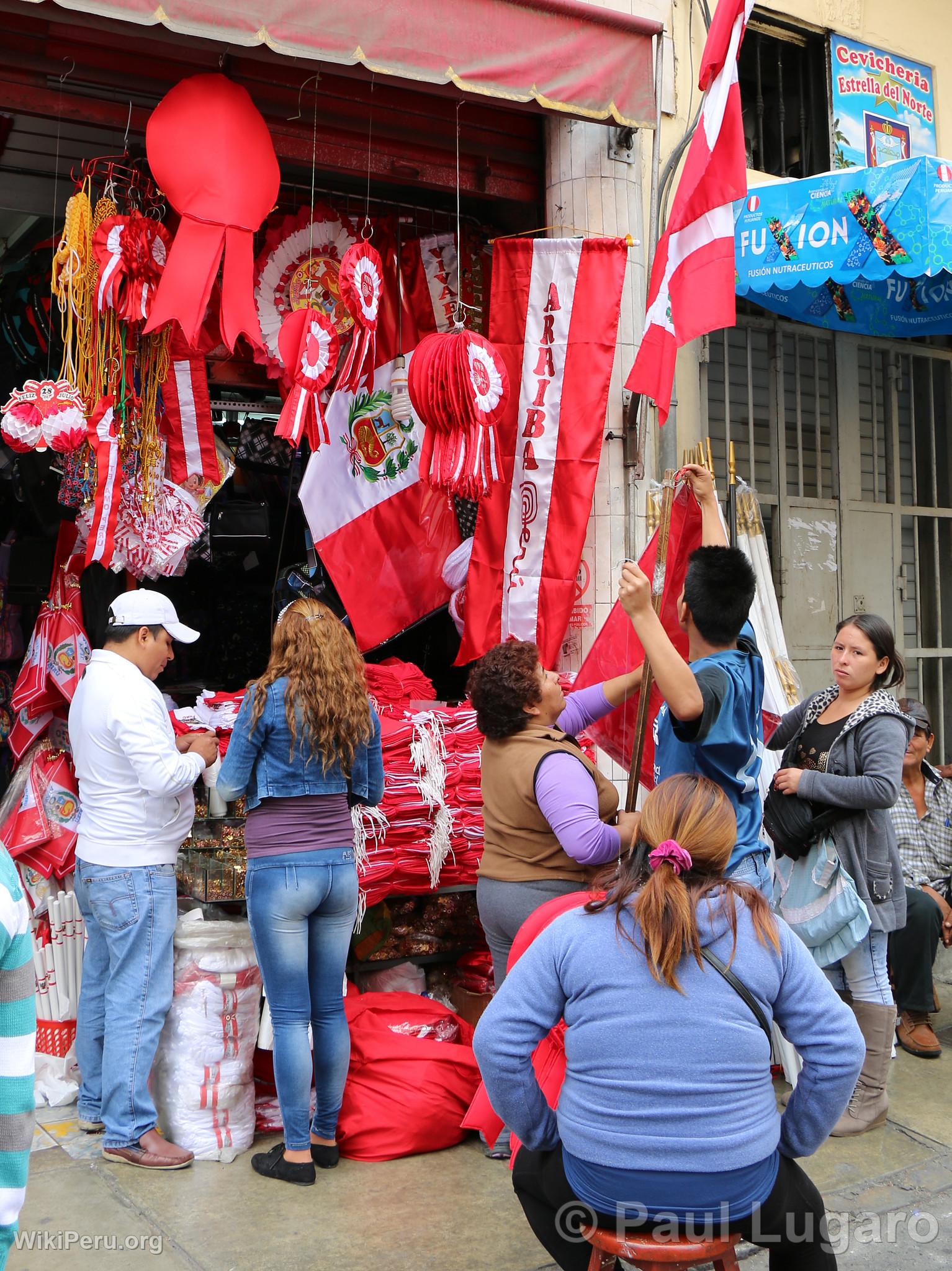 Venta de banderas, Lima